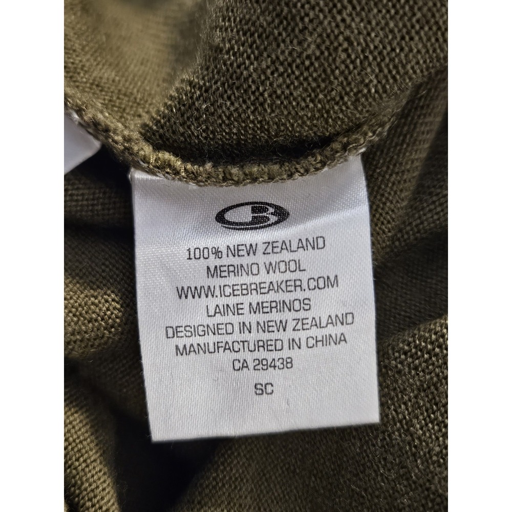 Icebreaker 320 Sport 1/4 Zip Pullover Mens L Merino Wool Base Layer Green Gray - Picture 7 of 8